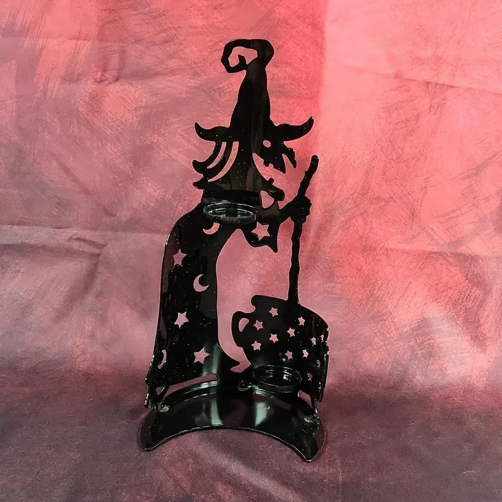 🩵Partylite Black Shimmery Wilemina Witch Tealight Candle Holder